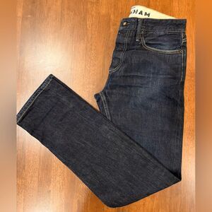 Denham Mens Drill Regular Fit Straight Leg Selvedge. Jeans Dark Wash. Size 32x32